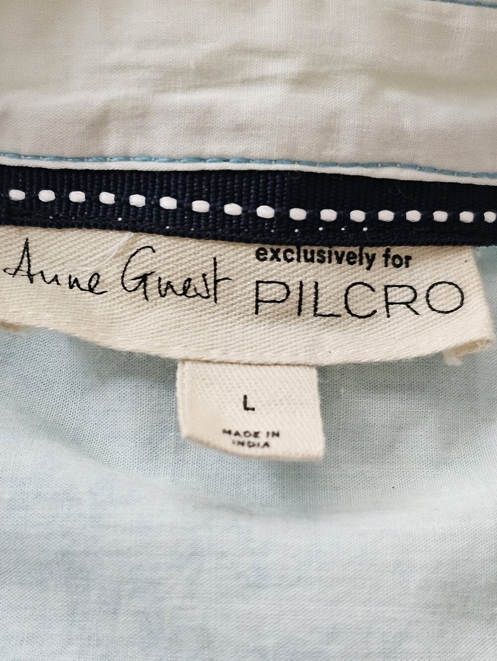 Pilcro Anne Guest Anthropologie Cyanotype Ruffled Button Down Blouse In L - Picture 8 of 10